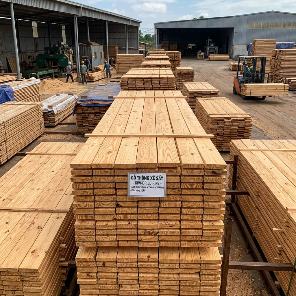 Gỗ thông xẻ sấy quy cách