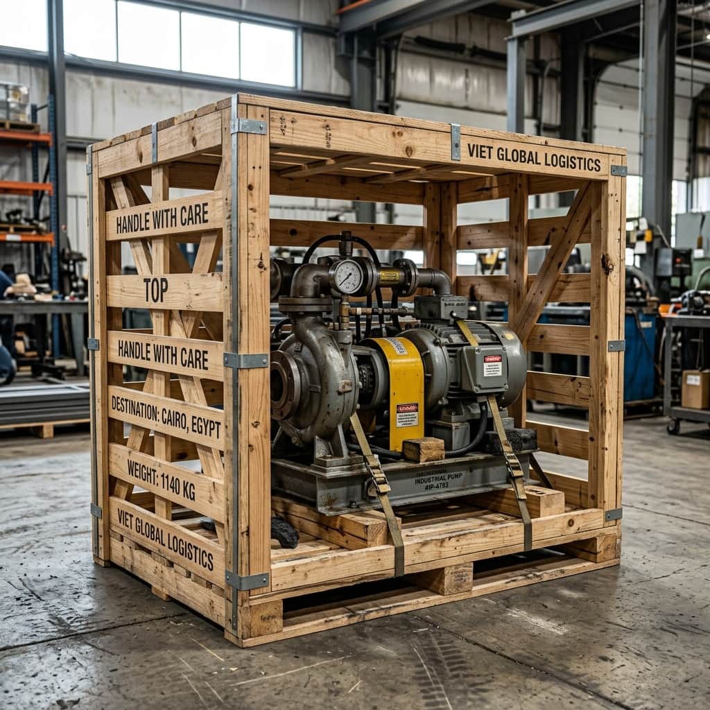 Kiện gỗ thưa (Crate) đóng hàng siêu trường siêu trọng