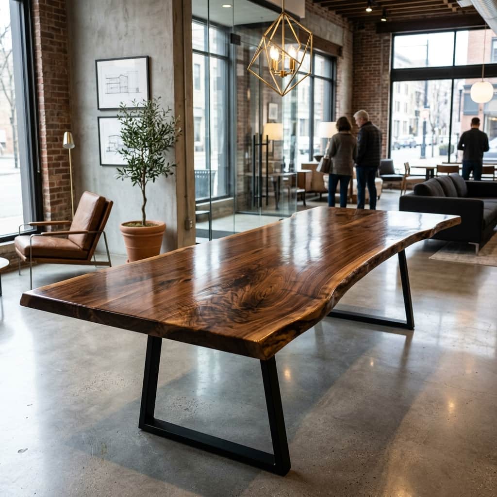 Mặt bàn gỗ tự nhiên nguyên khối (Live-edge slab)