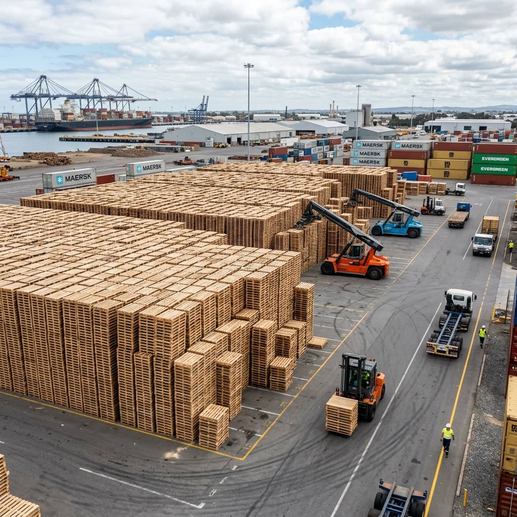 Sản xuất hàng loạt 10,000 pallet gỗ thông hun trùng cho kho vận Logistics