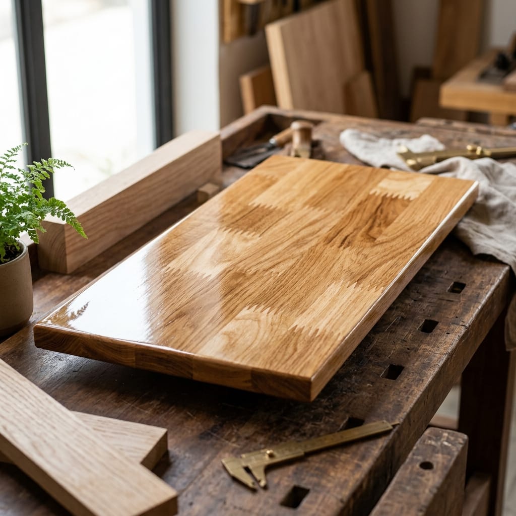 Ván gỗ ghép thanh phủ keo bóng 1