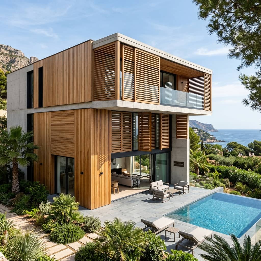 Thi công lam chắn nắng & ốp vách gỗ ngoài trời villa Thủ Thiêm